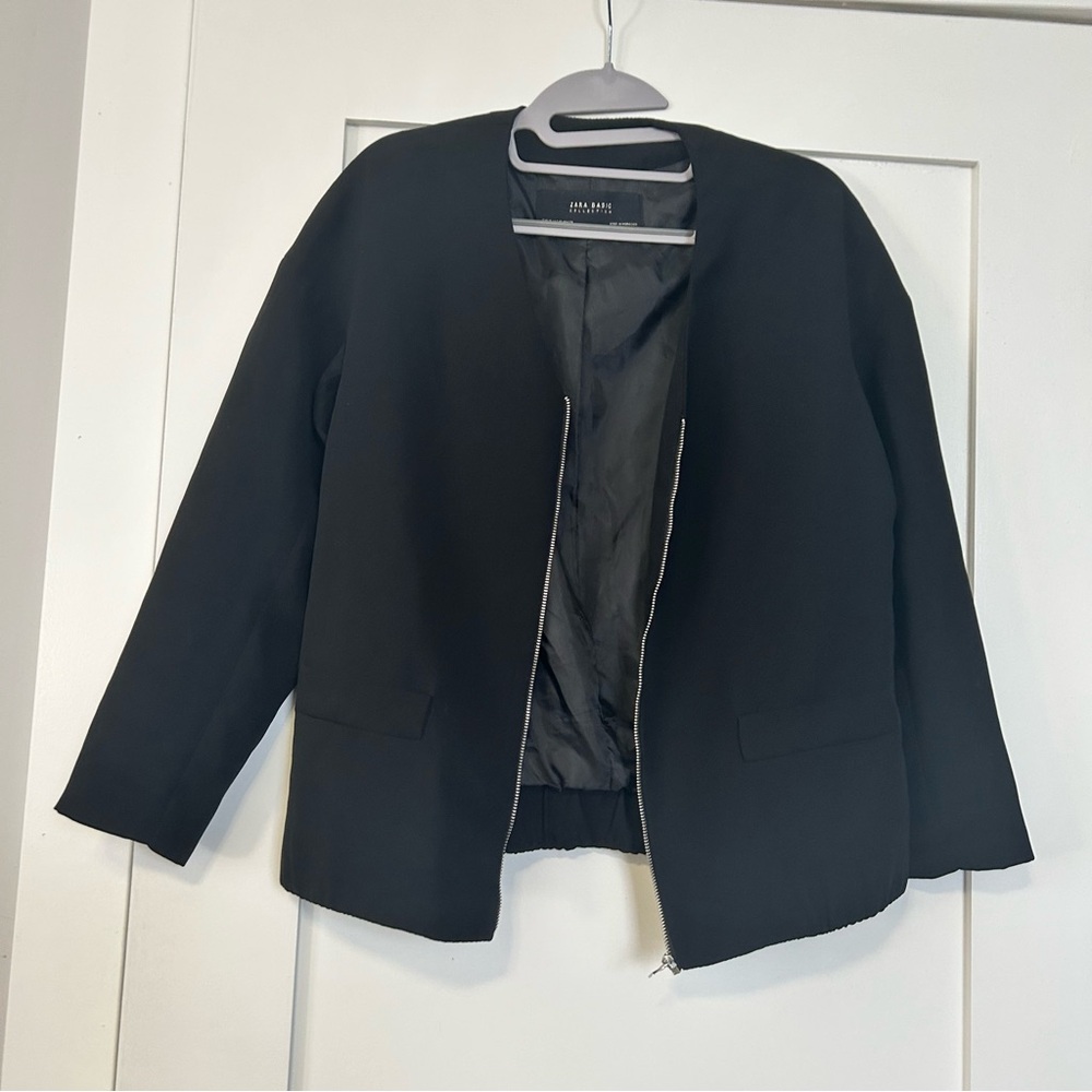 Zara Basic Bomber Jacket Euc - image 3